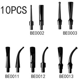 10pcs Smoking Pipe Mouthpieces Black Acrylic Mouthpiece Stem For 9mm Philtre Smoke Pipe Holder Curved Straight Tobacco Mouthpiece 240417