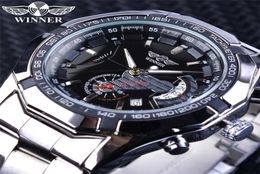 Winner Racing Designer Mans Watches Sport Military Automatic Sport Watch Silver Stainless Steel Calendar Display Fashion Luxury Wa7100914