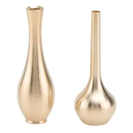 Vases 2 PCS Pure Copper Vase Decoration Flower Pots Mini Metal Glass Brass Delicate Small Home Compact