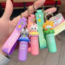 Authentic Personalized and Creative Meow Meow Highlighter Doll Keychain Ring Cute Cartoon Book Bag Hanging Decoration Exquisite Small Gift