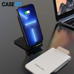 CASEiST Foldable 15W Wireless Charger Phone Stand Heat Dissipation Vents Mobile Universal Fast Charging Dock Station Holder Light Travel Mount For iPhone Android