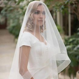Bridal Veils Long 3 Meters Horsehair Wedding Veil White Ivory One Layer Cover Face No Comb Accessories Voile Mariage