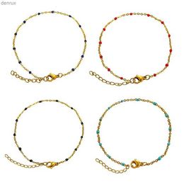 Bangle Hot-Selling Gold Color Stainless Steel Chain Various Colors Bead Bracelet Beautifully Suitable For Ladies JewelryL240417