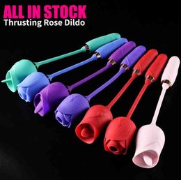 Massager Aimitoy Big Rose Flower Female Clit Licking Thrusting Dildo Electric Egg for Women Personal Clitoral Sucking Tongue Vibra7796220