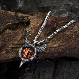 designer necklace Temu Hot selling Alloy Bullhorn Devils Eye Brown Eyes Mens Necklace Accessories for Men Women