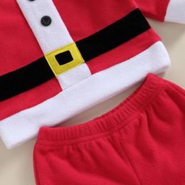 Clothing Sets Baby Santa Claus Costume Luxury Plush Christmas Jacket Pants Hat Socks Clothes Set (Red)