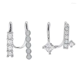 Backs Earrings Sterling Silver Double-Layer Ear Clip Without Pierced Female Retro Simple Graceful And Petite Student