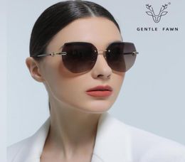 Sunglasses 2022 Fashion Rimless Women Brand Designer Luxury Gradient Lens Sun Glasses Square Oversized Shades Female UV400 ZS392088852