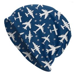 Berets Blue And White Aeroplanes Skullies Beanies Hat Cartoon Men Women Ski Caps Warm Thermal Elastic Bonnet Knit