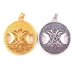 Triple Moon Goddess Wicca Pentagram Magic Amulet Pendant Women Tree Moon Pendants Vintage Jewelry5591155