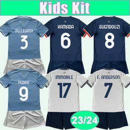 23 24 Lazio Kids Kit Soccer Jerseys PEDRO IMMOBILE PELLEGRINI GUENDOUZI LUIS ALBERTO KAMADA F. ANDERSON Home Away 3rd Football Shirts