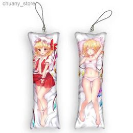 Keychains Lanyards 4x12cmFlandre Scarlet Dakimakura Mini Keychain Cute Anime Touhou Project KeyChain Decor Pendant Otaku Kawaii Bag Pendant Y240417