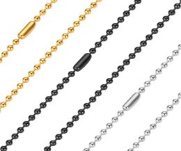 24mm Beads Ball Chains Necklaces Not Fade Stainless Steel Women Fashion Men Hip Hop Jewellery 24 Inch Silver Black 18K Gold Plated 4175018