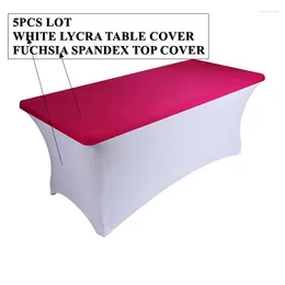 Table Cloth 6ft Rectangle White Stretch Spandex Cover And Colors Topper Tablecloth For Wedding Event Decoration
