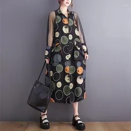 Casual Dresses European Patchwork Mesh Thin Light Loose Women Summer Blouse Dress Big Polka Dot Print Hollow Cardigan Sun Protection Clothes