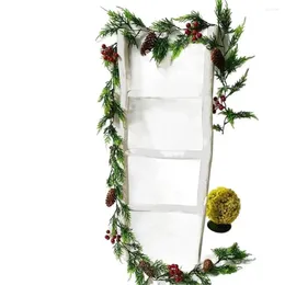 Decorative Flowers Plastic Artificial Pine Cones Berry Vine Hanging Ornaments 190cm Green Garland Simulation Needle Rattan Door