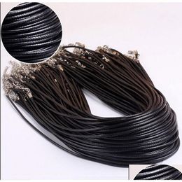 Chains Fashion Style 100Pcs Black Leather 1 5Mm Cord Necklace With Lobster Clasp Charms Jewellery Gift Drop Delivery Findings Components Ot9Tq