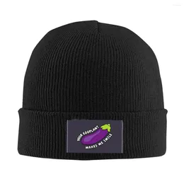 Berets Funny Food Porno Eggplant Joke Bonnet Hat Knit Men Women Cool Unisex Winter Warm Skullies Beanies Caps