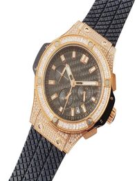 High Quality Men Watch 42mm Rubber Strap Diamond Case Rose gold quartz Man Watches Master Male Wristwatch5131864