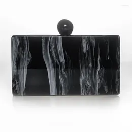 Evening Bags 2024 Marble Acrylic Clutch Woman Unique Chain Shoulder Bag Elegant Wedding Party Prom Handbags Purses