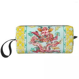 Storage Bags Custom Enter The Dragons Antique Chinoiserie Travel Cosmetic Bag For Makeup Toiletry Organiser Ladies Beauty Dopp Kit