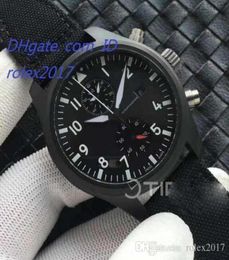 2018 Men039s Luxury Top Quality Pilot Chronograph Ceramic Case Black Dial On Black Nylon Strap ETA 7750 Automatic Movement Wris5075627