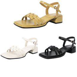 Сандалии скользящие тапочки женская пляж летние на низких каблуках слайды на открытом воздухе летние туфли черные белые коричневые деревянные туфли