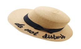 New Summer Sun Hats Women Fashion Girl Straw Hat Ribbon Bow Beach Hat Casual Straw Flat Top Panama Bone Feminino6573008