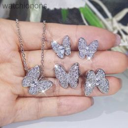 Original AAA vanclef necklace designer women Style Butterfly Zircon Jewellery Set with real brand logo box