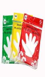 Plastic Disposable Glove Food Grade Waterproof Transparent Gloves Home Clean Gloves Colourful Packing 100pcs Other Kitchen Tools WY2658835