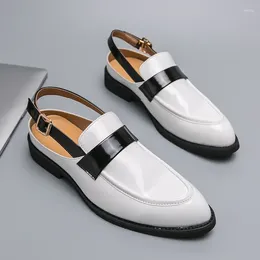 Slippers Patent Leather Fashion Elegant Party Shoes Men Loafers Mens Prom Dress Mules Social Designer Summer Breathable Sandals