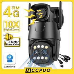 System Mccpuo 4k 8mp 4g Sim Card Dual Lens Ip Security Camera Ai Human Tracking Outdoor Ptz Wifi Surveillance Camera Colour Night Vision