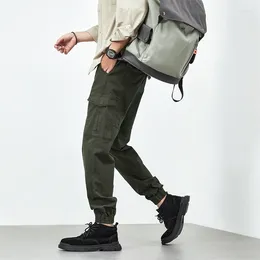 Men's Pants Autumn Workwear Cargo For Men With Loose Ankle Straps And Casual Cotton Trendy Versatile Functional Long Trouser