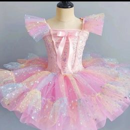 Stage Wear Girls Colourful Gauze Skirt Ballet Dress Kids Swan Lake Dance Costume Tutu Child Performance Clothing Fluffy