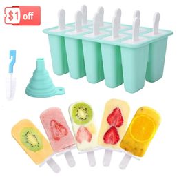 4 6 cell Silicone Ice Cream Popsicle Mould with Handle Summer Childrens Maker Cube Tray 240415