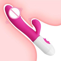 Dual Vibration Rabbit Dildo Vibrator G Spot Massager Vaginal Clitoris Stimulator AV Stick Vibrator Adult sexy Toys For Women