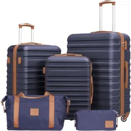 Suitcases Suitcase Set 3 Piece Luggage Carry On Hardside With TSA Lock Spinner Wheels (Navy 5 Set)