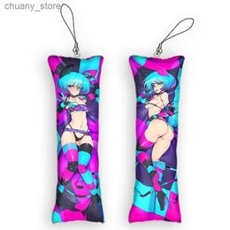 Keychains Lanyards Dakimakura Mini Anime Slugbox Vomi Agogo Keychain Pendant Double-Sided Print Ornament Cute Small Body Pillow Key Chain Y240417