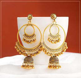2020 Antique Gold Boho Big Round Circle Gypsy Tribal Drop Earrings For Women Vintage Bell Tassel Earring Womens Jewellery3454217