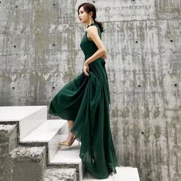 Party Dresses Green Long Halter Sweat Lady Girl Women Princess Bridesmaid Banquet Ball Prom Dress Daily Wear Gown