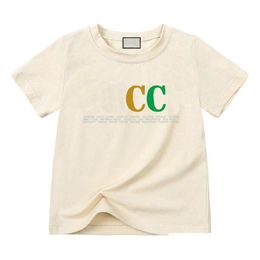 T-Shirts In Stock Child Tshirt White Short Sleeve Toddler Tee Kid Designer T Shirt Boys Girls Round Neck Pure Cotton Classic Printin Dhm45