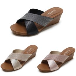 Slippers sandals slide hot sale women high heel beach sandal summer outdoors shoes black gold sandal size 36-42