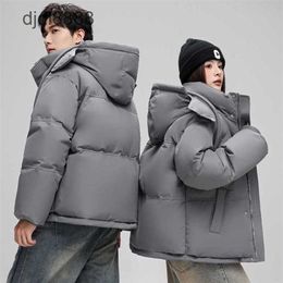 Love Same Style White Label Down for Men and Women Couples Thickened Short Hooded Loose Fashion Bread Warm Coat