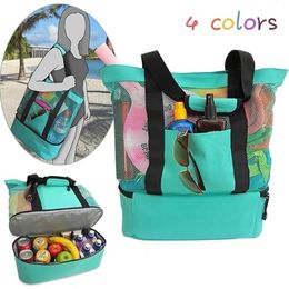 Heat Preservation Picnic Beach Bag Women Mesh Transparent Double-layer Swim Storage High Capacity Shopping Waterproof Bags Tote 240409