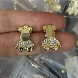 Stud New Designed Women Silver Studs Earring V Letter Full Diamonds Brass 18K Gold Plating Ladies Pendants Earrings Hoops Designer Jewe