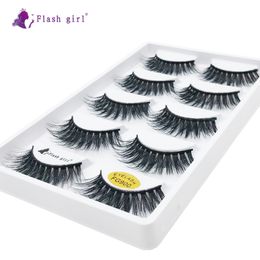 5pairs/Tray 3 D Effect Fluffy Thick Faux mink False eyelashes FG serise Black cotton Band Full strip eyelashes extentions