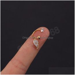Stud Crystal Earrings Tragus Cartilage Helix Stainless Steel Flower Star Cilp Earring For Women Ear Piercing Fashion Jewelry Drop Deli Dhtmo
