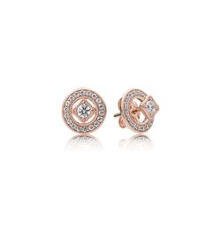 NEW 925 Sterling Silver Vintage Allure Stud Earrings Original Box for 18K Rose gold cz diamond Women Luxury designer Earring set7156994