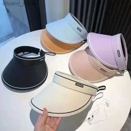 VISURI NUOVO cappello da sole può rotolare grande eaves per tutta l'estate femmina di protezione solare cappello scavato in ciclismo da sole tonalità vuota cappello a cilindro y240417