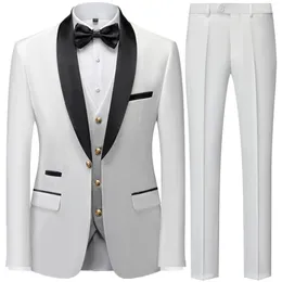 Men's Suits Boutique Blazers Vest Trousers Elegant Fashion Business Gentlemen Casual Formal Suit Three Piece Set Jacket Pants